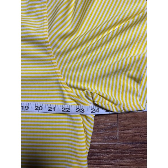 Cutter & Buck Men's Moisture Wicking Drytec Tonal Yellow/White Stripe Polo Shirt - Picture 7 of 7